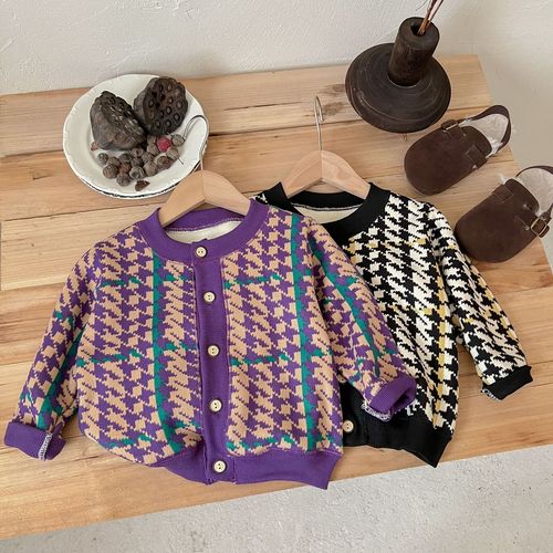 Children's Knitted Top New Autumn/Winter Boys' Girls' Jacket Top Baby Warm Cardigan Thick Outerwear