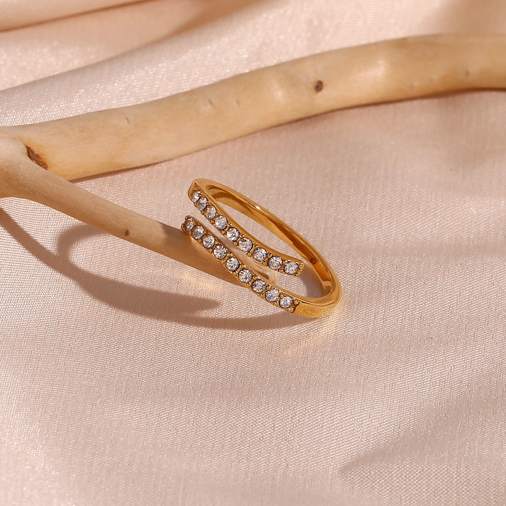 Gold Plated Adjustable Transparent Zircon Ring