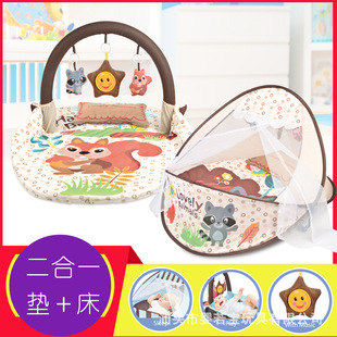 Baby Multifunctional Fitness Rack Newborn Baby Foldable Music Game Bed Bed Portable Baby Bionic Bed