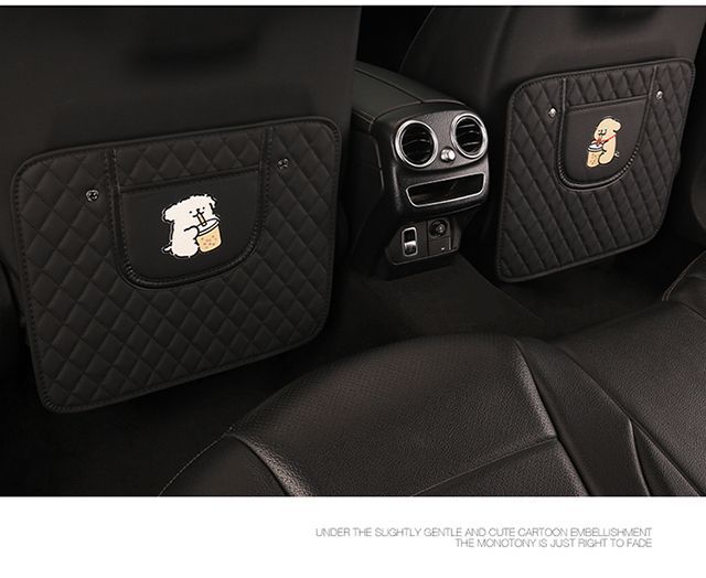 Universal Rear Seat Anti-Kick Pad for Cars, Leather Cartoon Car Seat Backrest Anti-Dirt Protective Mat, Dirt-Resistant Storage Pad