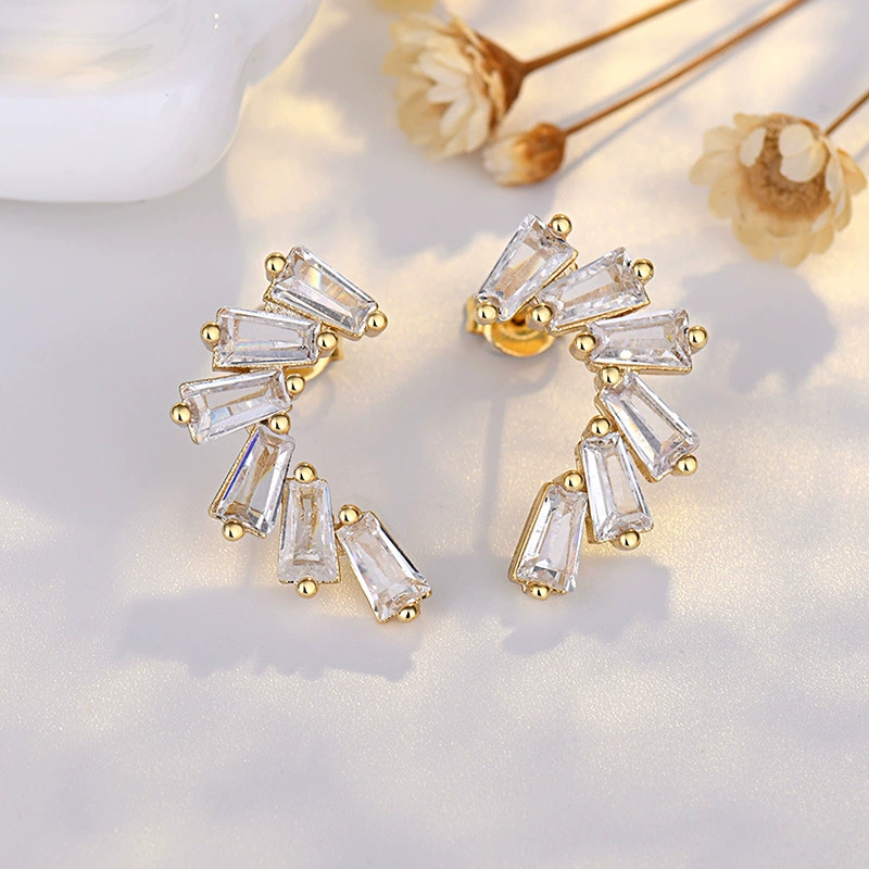 巧兰轩 Fresh zirconium, элегантные универсальные серьги, серебряная игла с кисточками, серебро 925 образец
