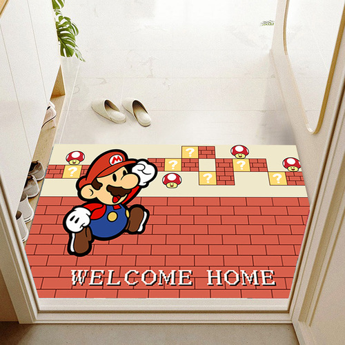 Cartoon porter Mario entrance door mat entrance carpet household door rub soil foot mat wholesale