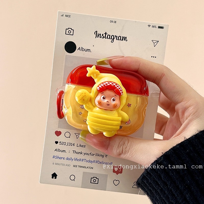 趣味可爱卡通立体星星人情侣适用苹果新airpods4代1/2蓝牙耳机壳