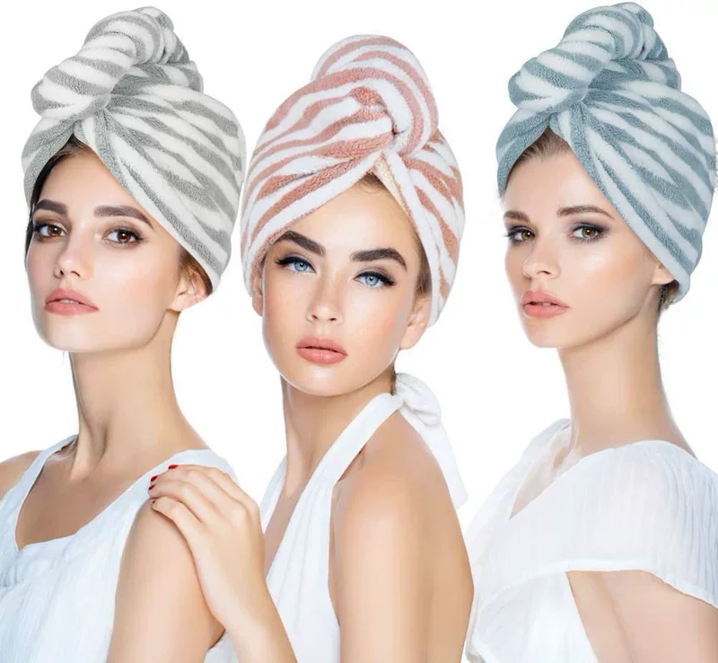 Coral hair towel, breathable cute dry cotton shower cap, (Cross-border trading), water absorbent