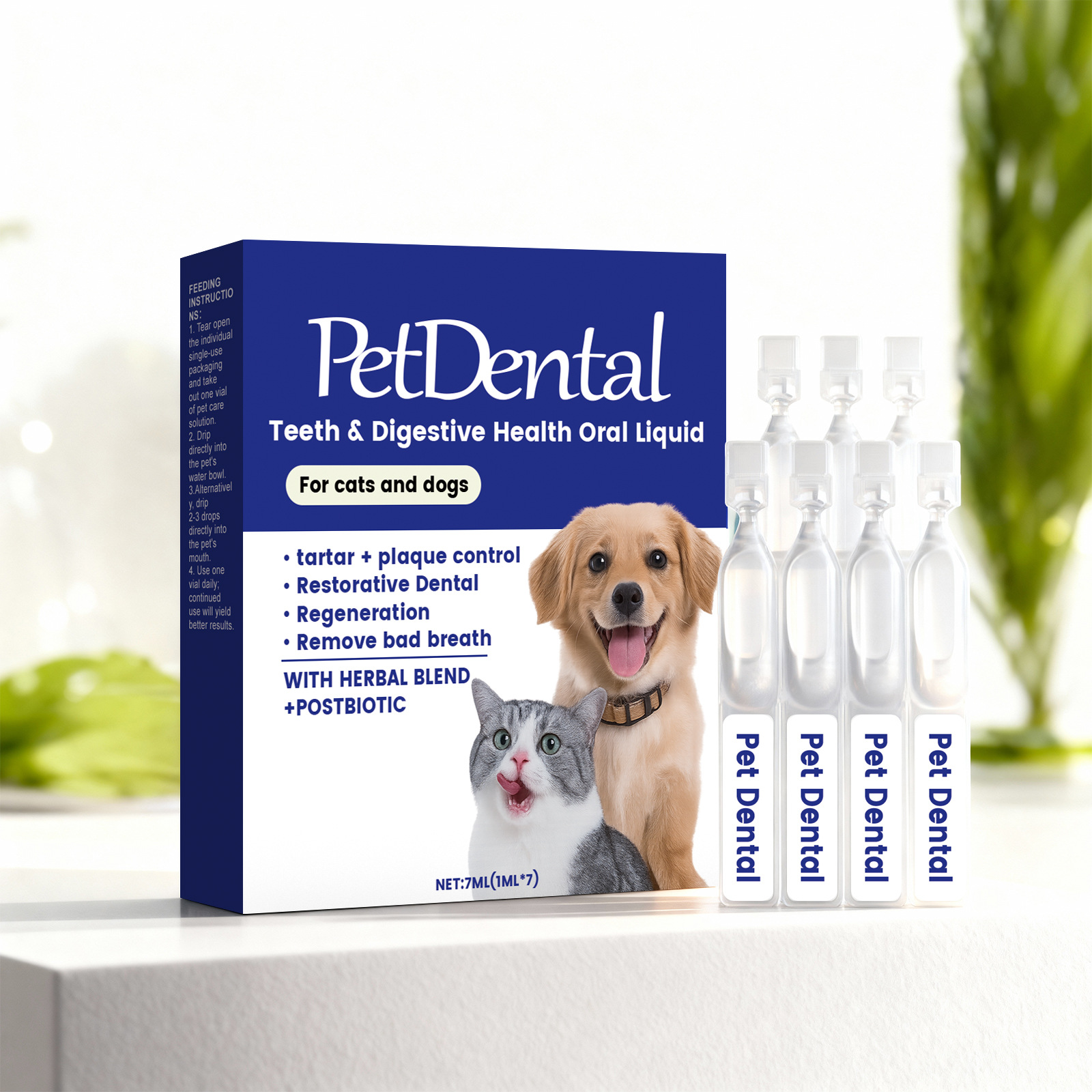 Pet Care Oral Liquid: Mild Herbal Ingredients Care for the Pet's Mouth, Leaving It Fresh and Comfortable, Easy to Absorb