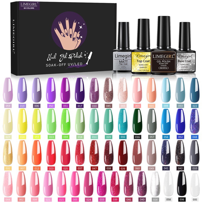 Amazon-Juego de pegamento funcional para manicura, 60 colores, pegamento de fototerapia extraíble, sello sin lavado, pegamento de base de sello esmerilado