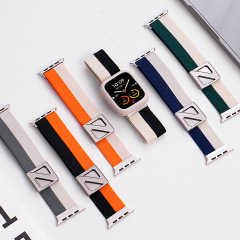 Z 字型磁気バックル 2 色ストライプナイロン時計ストラップ s10 世代 Apple applewatch6789 時計ストラップに適しています