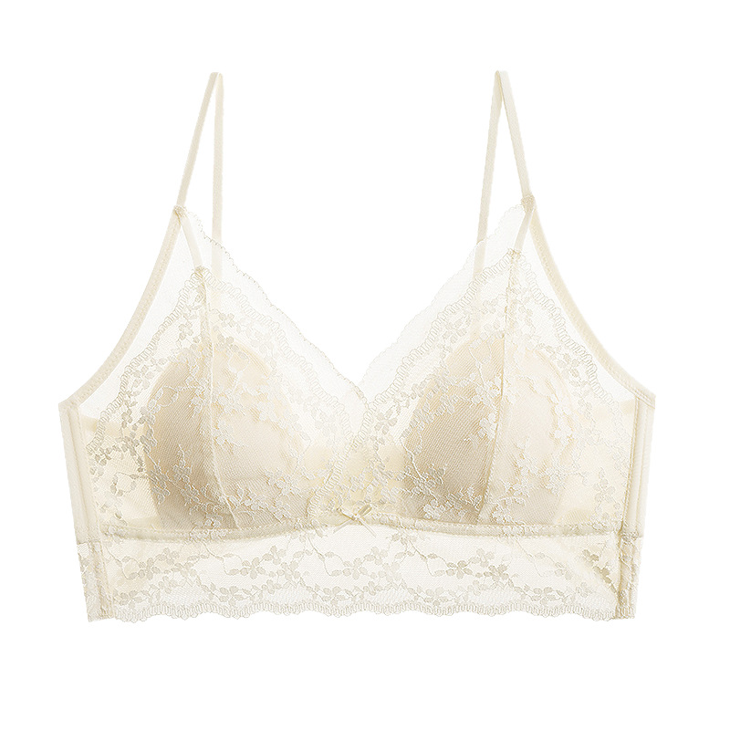 Thin Straps, Sexy Ultra-Thin Camisole, Beautiful Back Lingerie, Fixed Triangle Cups, Makes Large Busts Appear Smaller and Slimmer, Lace Breathable Tank Top