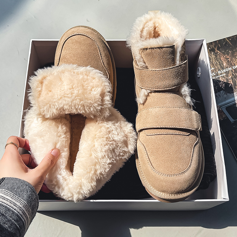 3125 par snestøvler nichedesign 2023 efterår og vinter nye fløjls tykke varme nordøstlige bomuldssko tykke såler_voghion.com
