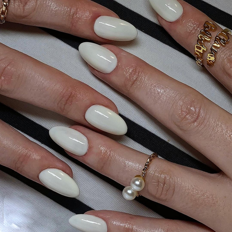 Foreign trade solid color wear nail beauty nail piece nail patch short almond fake nail almond nail 30 pieces Foreign trade solid color wear nail beauty nail piece nail patch short almond fake nail almond nail 30 pieces
