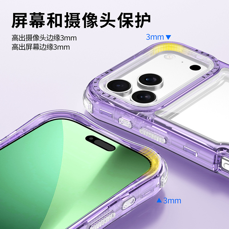 Aplicable Apple IP17 / 18 promax cojín de aire de cintura transparente todo incluido caso de teléfono celular resistente a caídas soporte de impresión de serigrafía LOGO