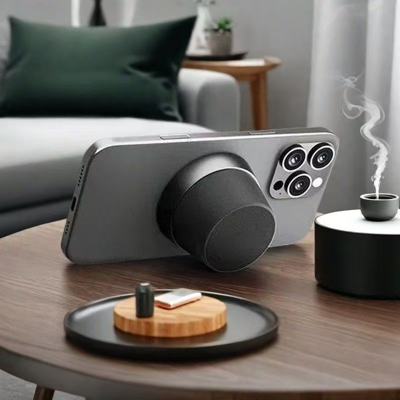 スマートBluetoothスピーカー、磁気式スマホスタンド、ワイヤレス小型ステレオ、防水、屋外ライブ配信用|undefined