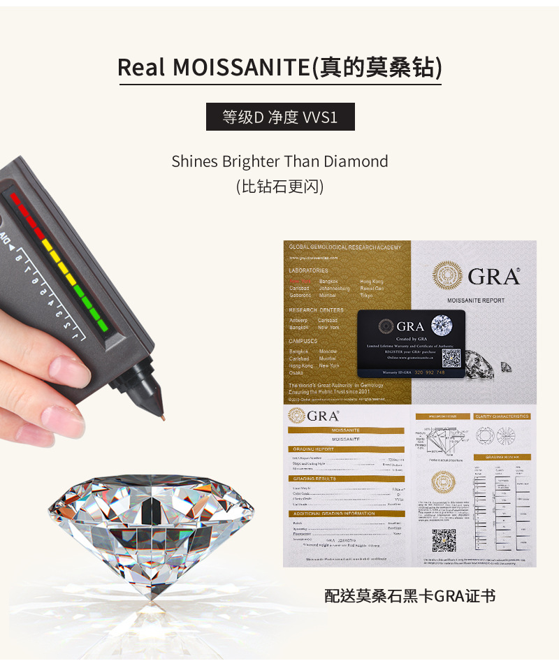 人鱼眼泪莫桑钻石项链