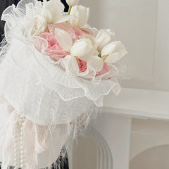 Princess Little Fragrance Flower Bundle Packaging Paper DIY Material Round Flower Bundle Qixi Love Silk Mesh Packaging Paper