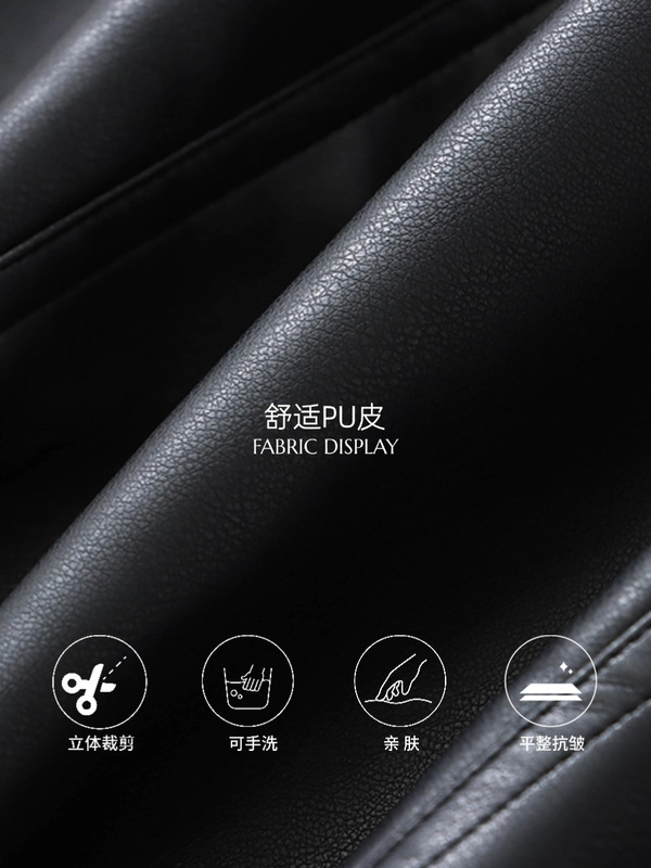 司南 摩登雅痞调 小众设计款一粒扣绑带收腰立领皮衣外套 SN7948|undefined