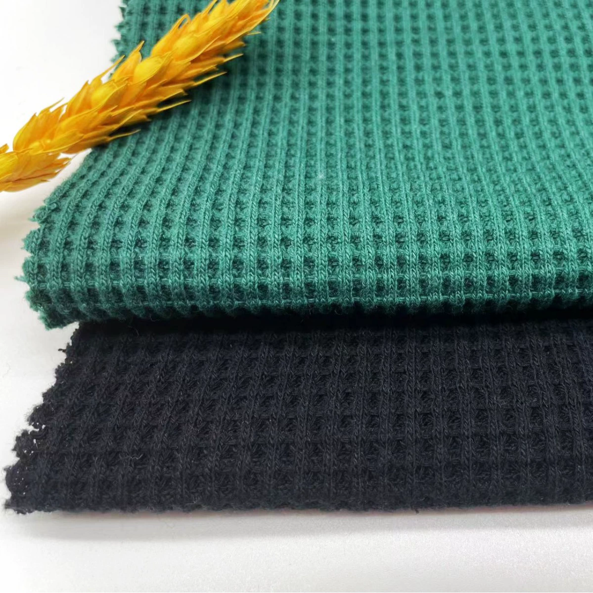 Текстурный вафельный многокрасный 390 г смес polyester-cotton ткань выпукло-вогнутая клетка осенняя и зимняя вязаная модная толстовка чистый хлопок вафельная