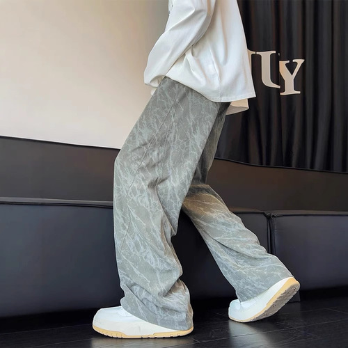 2025 New Loose Casual Pants for Men, Korean Style Trendy Versatile Pants, Summer Thin Model, Falling Sensation Wide Leg Floor-Length Pants