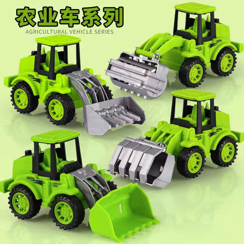 兒童萌趣按壓工程車農夫車按壓式慣性回力挖掘機開路車割草玩具車