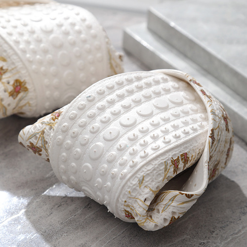 Women's Summer Casual Print Sliding Flat Open-toe Nurse Shoes Soft Sole Driving Maternity Mother Sandals with Holes