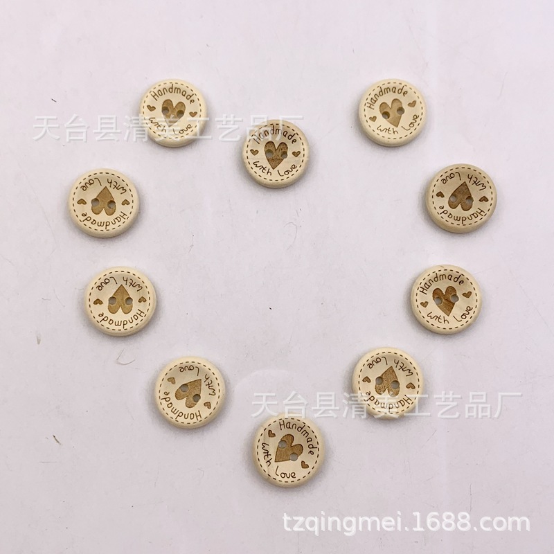 15/20/25mm ronda grabado láser hecho a mano wthlove botones de madera