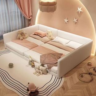 Children's Parent-Child Bed Simple Modern Stitching Bed Cream Style Mother-Child Bed Family Tatami Bedroom Big Bed