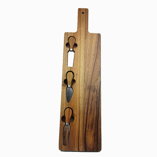 Manufacturer's Customized Acacia Wood Cheese Knife and Cheese Board Set Acacia Wood Cheese Tool 4-Piece Set