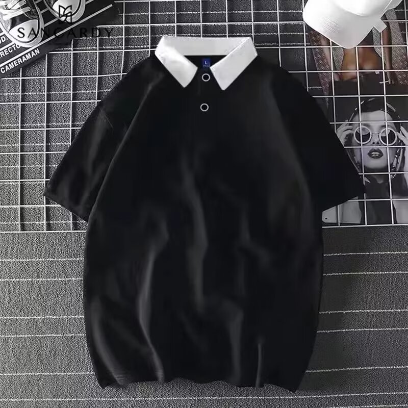 Camisa menos ropa Polo camisa niños y niñas verano camisa de manga corta cuello color a juego color sólido simple más tamaño solapa suelta superior