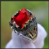 Men's emerald stone inlay, retro ring, jewelry