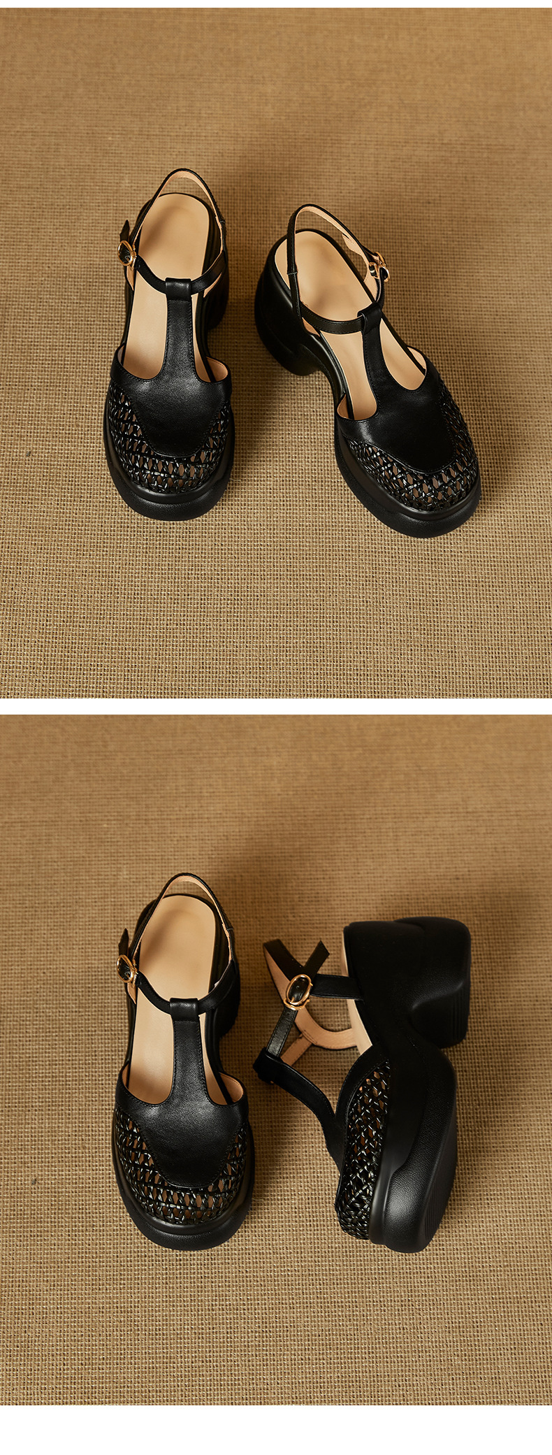 Sandal nữ quai chữ T đế xốp dày phong cách La Mã — đen chi tiết 11