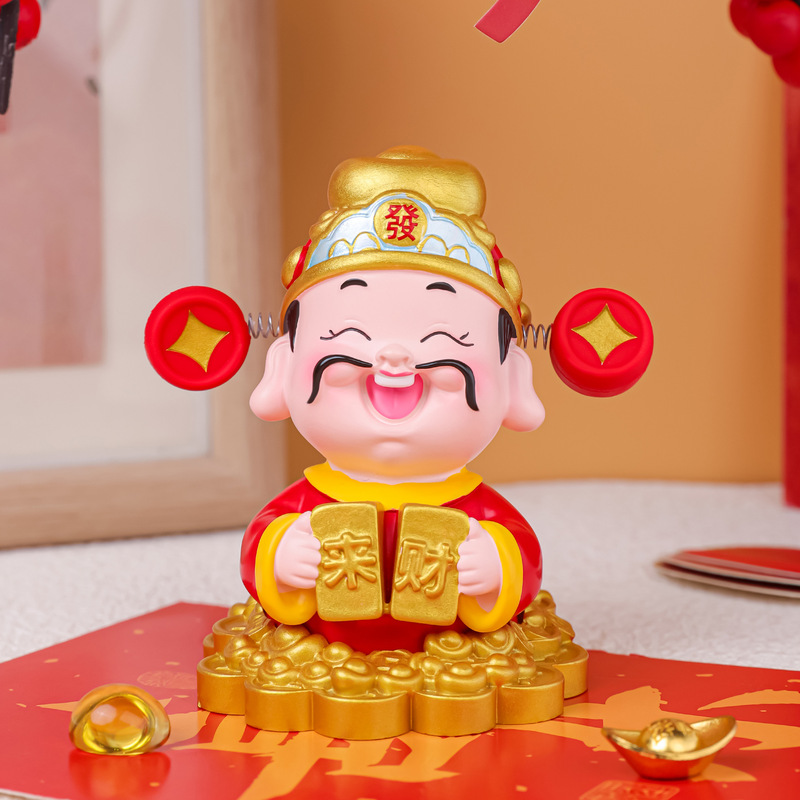 新款暴富财神创意财神爷弹簧摆件家居办公桌面装饰品车载装饰摆件|undefined