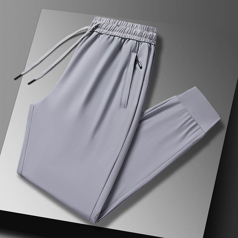 Pantalones de hielo para hombres de verano delgados pie de cinturón grande sensación de caída pantalones casuales para hombres pantalones deportivos de secado rápido fábrica directa