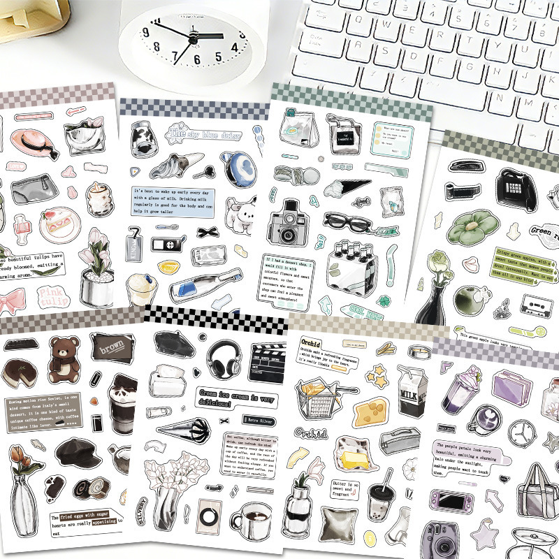 8 Creative Weekend-Themed Stickers for DIY Phone Cases, Water Bottles, Suitcases, Journaling Materials, and Laptop Decoration