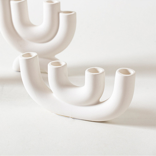 Nordic white ceramic candlestick candlelight dinner props romantic candle holder home dining table tabletop decorations