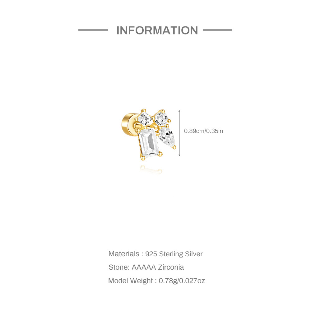 5g Weight Opal, Zircon Inlay Material Ear Studs Classification Ear Cartilage Rings & Studs Piercing Type 1 Piece Quantity Holiday, Daily Occasion 925 Sterling Silver Material Geometric Pattern Unisex Gender Simple Style, Classic Style Style 1 Piece Ear Cartilage Rings & Studs Simple Style Classic Style Geometric 925 Sterling Silver Opal Zircon Ear Cartilage Rings & Studs 6