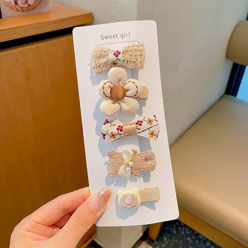 Cute clip de dibujos animados clip de borde conjunto frente cejas clip de cabello para chicas clip de BB otoño invierno de alta sensibilidad adornamiento de cabello tocado