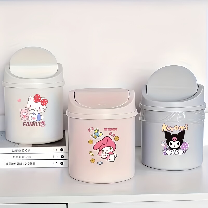 Simple Household Desktop Trash Can, Cute Hellokitty Mini Cylindrical Trash Bin Simple Household Desktop Trash Can, Cute Hellokitty Mini Cylindrical Trash Bin