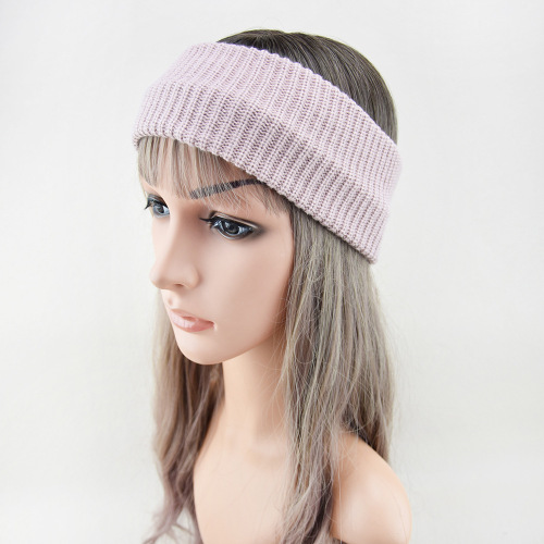 Eurasian Plain Color Bow Headband Knitted Wool Thread Headband Vertical Groove Embossed Hair Accessory Face Wash Korean Version Simple Hair Pinch Head Cover