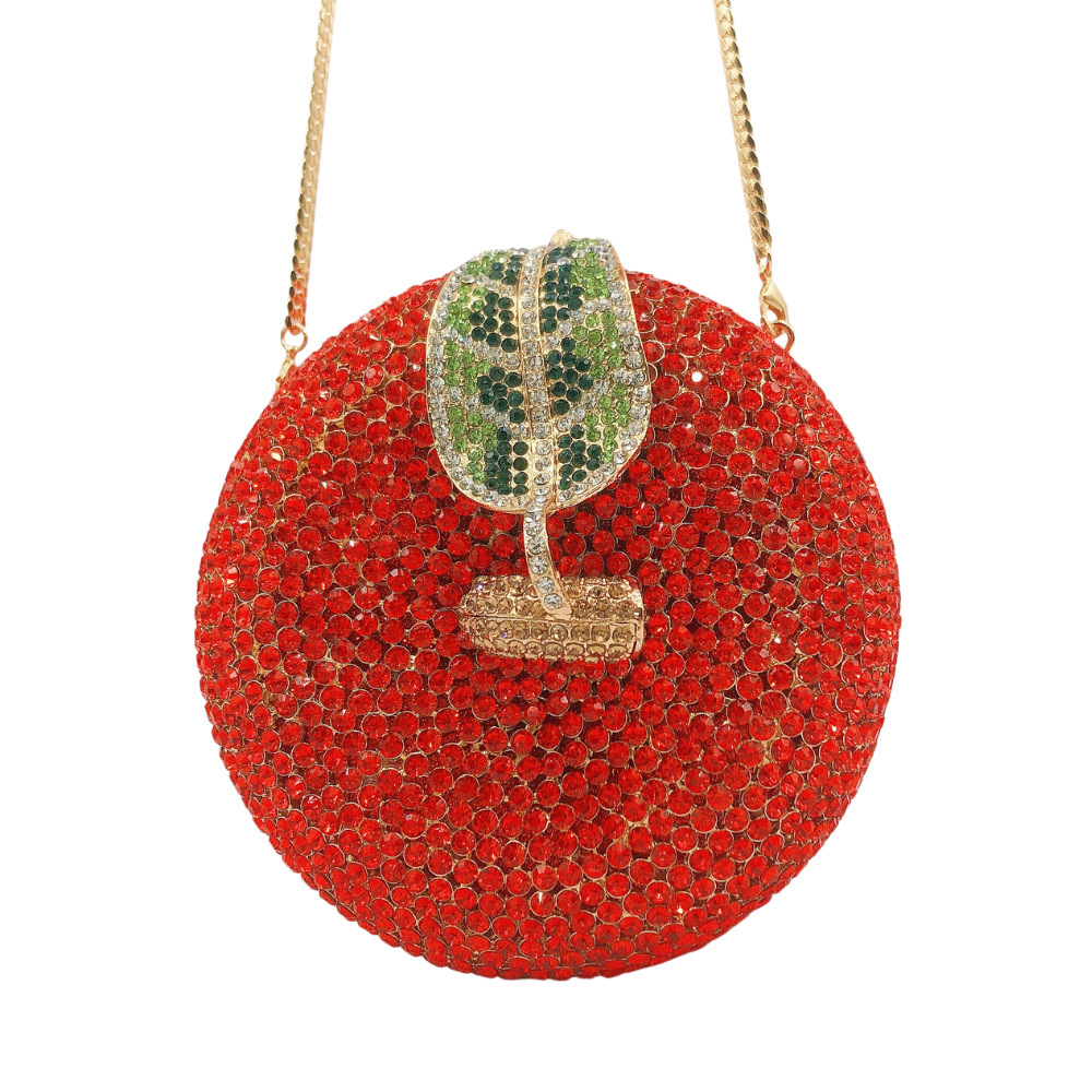 Apple stone evening bag, bolsas de cena de diamantes de manzana transfronterizas, bolsas de diamantes de mano de Nochebuena