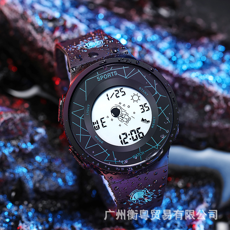Tiktok mismo estilo astronauta reloj masculino y femenino estudiantes jóvenes natación impermeable luminoso deportivo reloj electrónico
