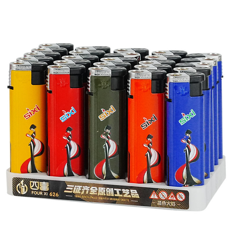 Sixi shell t5 encendedor a prueba de viento de llama azul personalizado logotipo de impresión personalizado encendedor de negocios de alta gama