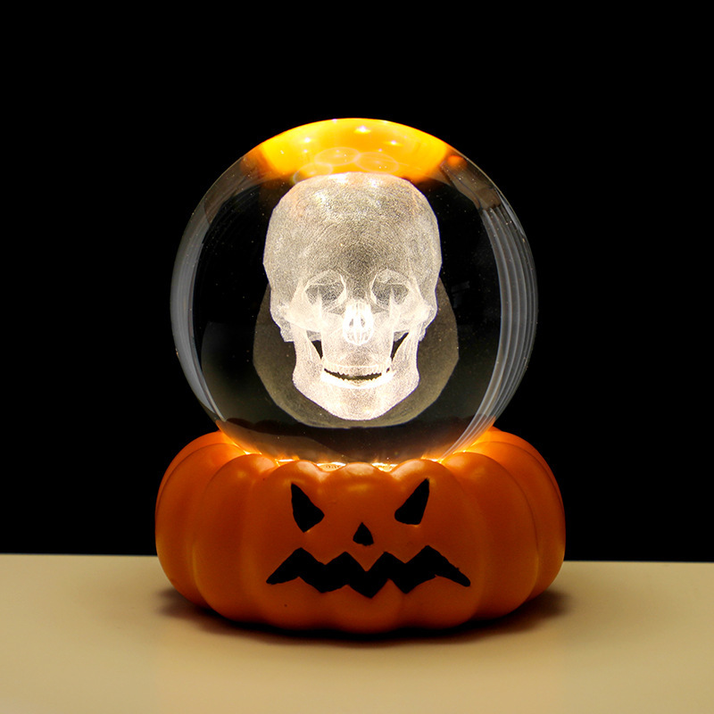 ハロウィン スカル パンプキンランプ ゴースト クリスタルボール ナイトライト ホームデコレーション 雰囲気ランプ クリエイティブ デスクトップオーナメント|undefined