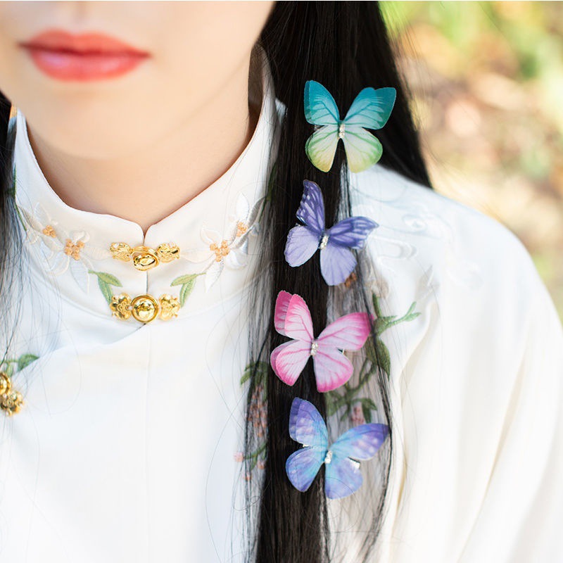 Cute Butterfly Chiffon Printing Hair Clip display picture 2