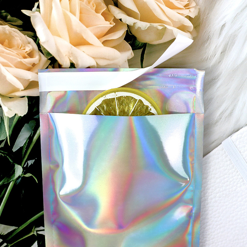 Bolsa de láser autoadhesiva logística expreso bolsa colorida autoadhesiva sobre bolsa de flash joyería bolsa pegajosa bolsa de embalaje de ropa