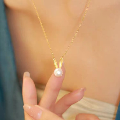 新款兔子珍珠项链女轻奢小众设计高级感锁骨链百搭本命年时尚饰品