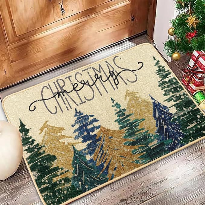 クロスボーダーアマゾン冬クリスマスツリー雪だるまフロアマットホームエントランスエントリーデコレーションドアマット浴室滑り止めフットマット|undefined