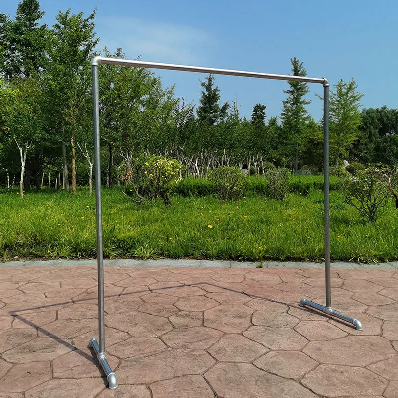 Galvanized Pipe Clothing Rack Display Rack Floor-Standing Drying Rack Clothes Hanger Single Rod Rack Water Pipe Clothes Drying Rack