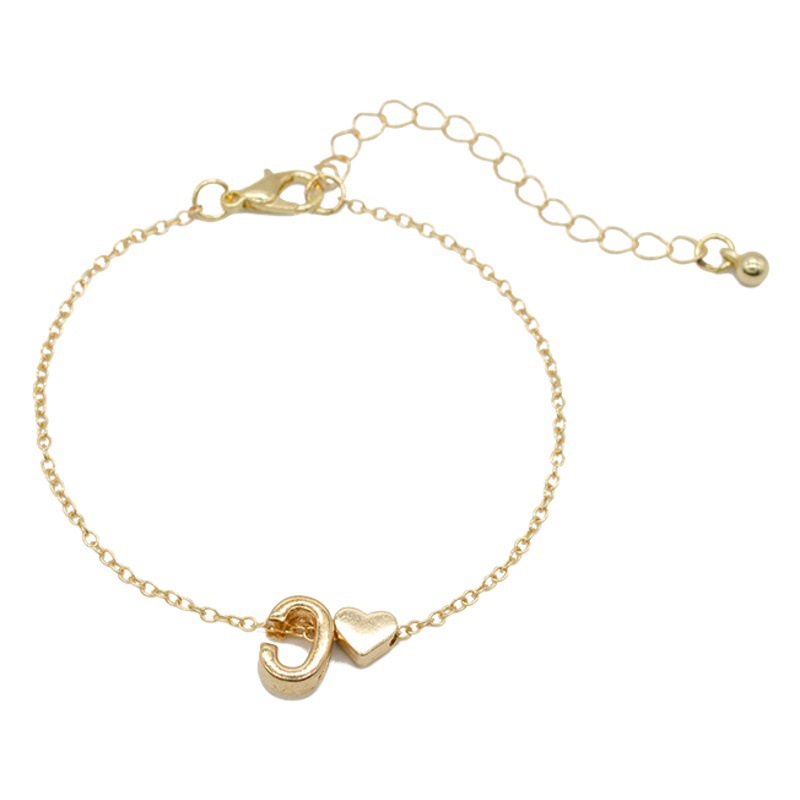 Japonés y coreano ins estilo simple moda amor pulsera femenina red retro personalidad diseño 26 letras inglesas joyería de la mano