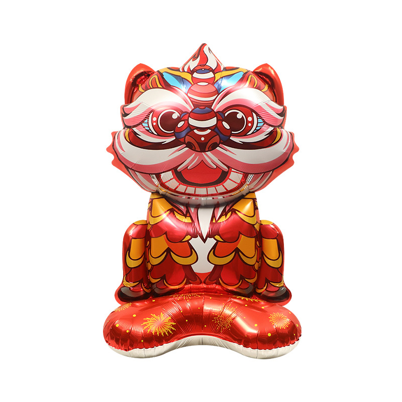 Día de Año Nuevo Festival de Primavera Decoración Accesorios fotográficos globo 4D tridimensional de pie súper grande Dios de la riqueza León globo de dibujos animados