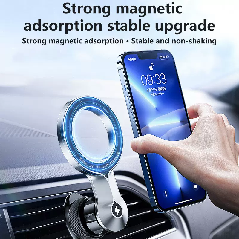 跨境磁吸车载手机支架汽车出风口可旋转汽车导航手机支架批发定制