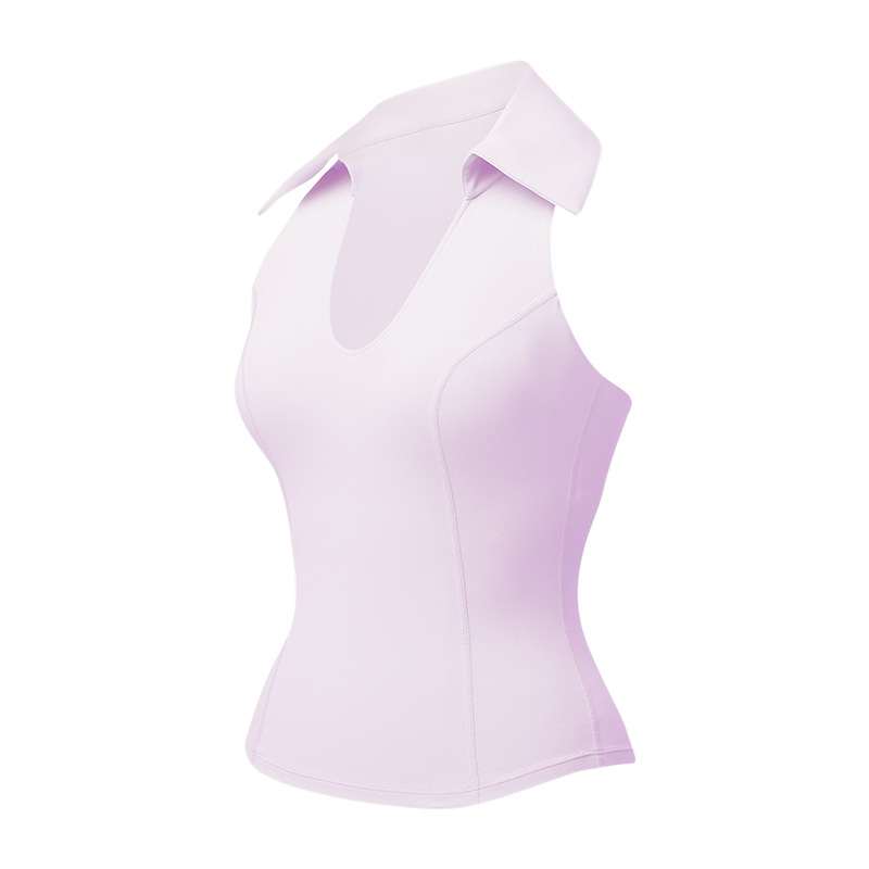 Chaleco deportivo transfronterizo sin mangas para mujer con posavasos con cuello en V tops de yoga solapa fitness ajustado de secado rápido tenis para correr